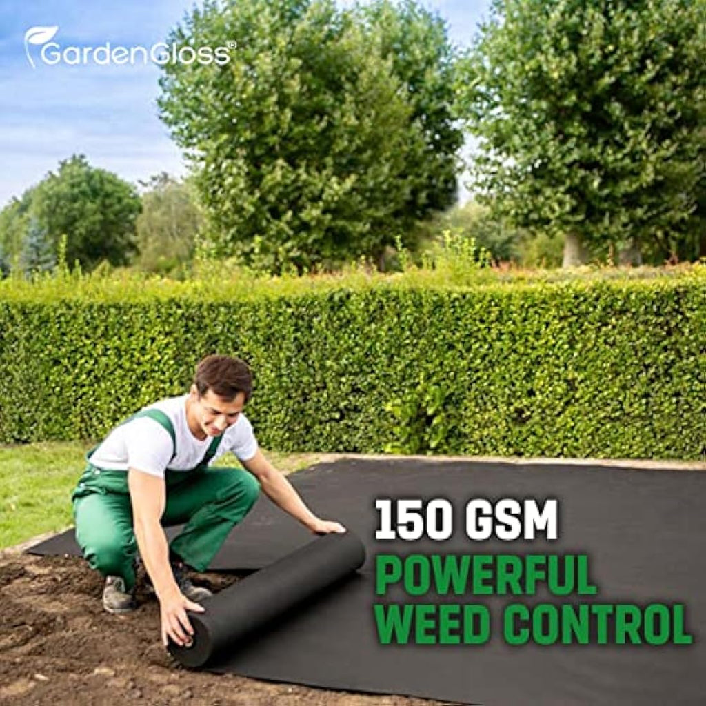 GardenGloss Heavy Duty Weed Control Membrane | 150gsm Tearproof Fabric 30m2