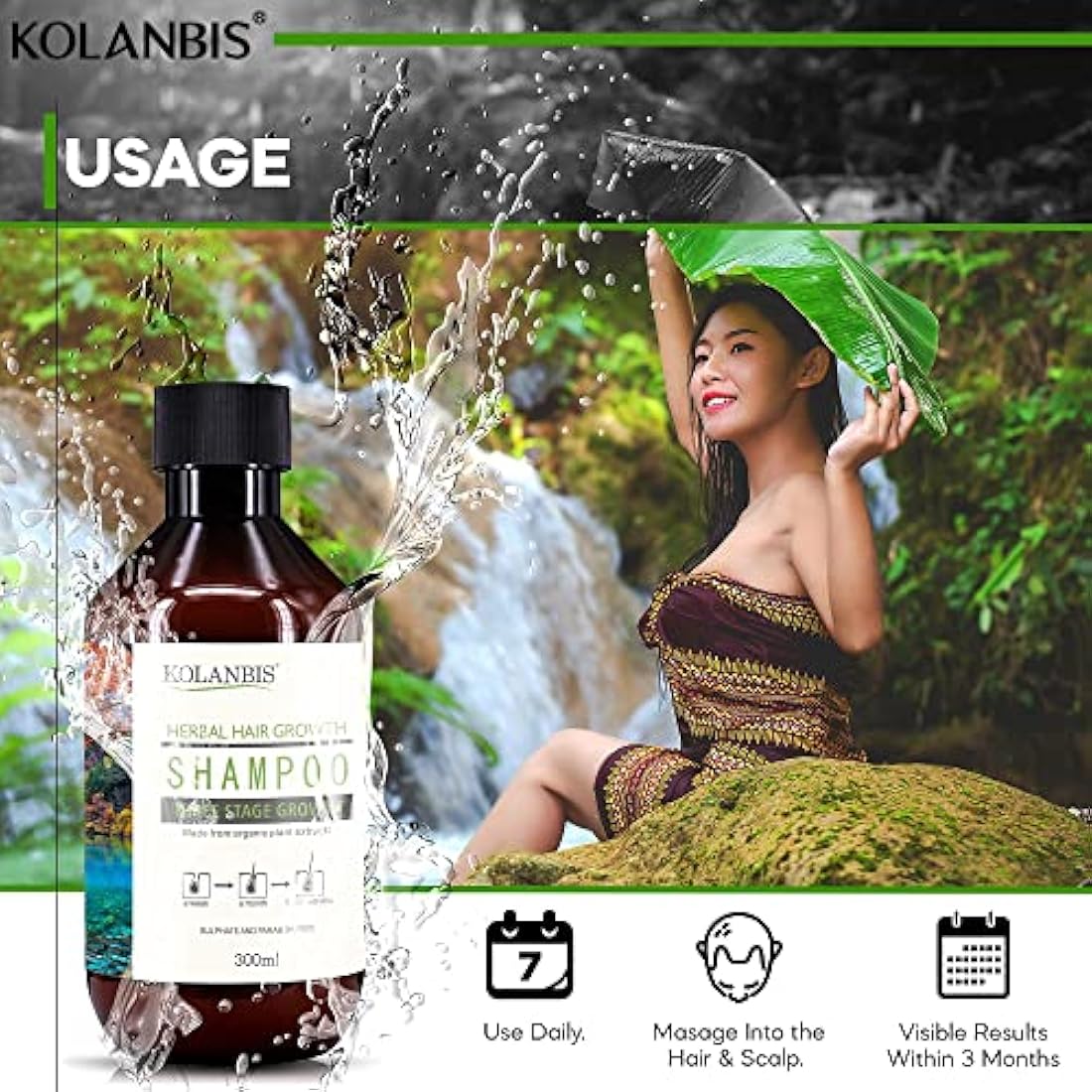 Kolanbis Natural Hair Growth Shampoo | Organic DHT Blocker for Hair Loss