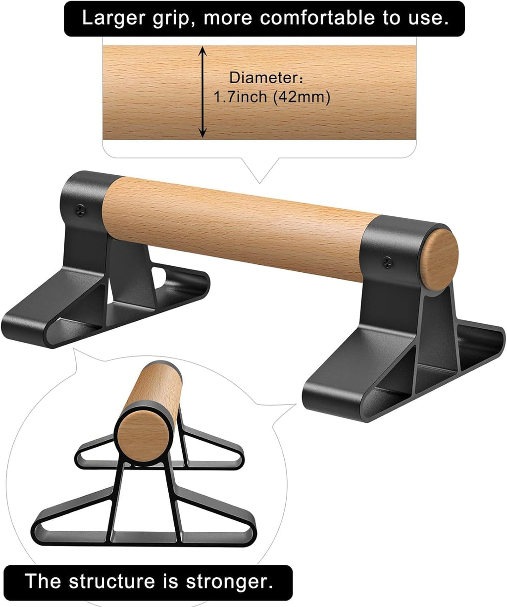 SELEWARE Wood Push Up Bars – Non-Slip Parallettes for Calisthenics
