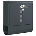 SONGMICS Wall-Mounted Post Box with Lock & Newspaper Holder – Charcoal