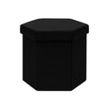 Bonlife Folding Storage Ottoman Hexagonal, Footrest with Toy Ches Box, 43cm