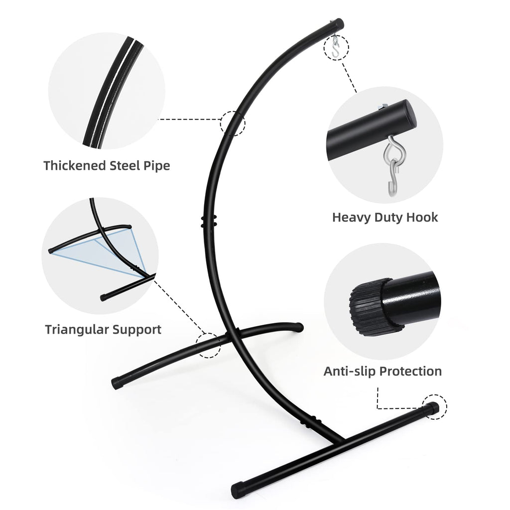 Goutime C-Shape Hammock Chair Stand - Heavy Duty Steel, 330lb Capacity