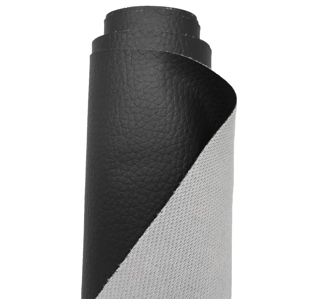 Grained Faux Leather Fabric – Heavy Duty Waterproof Vinyl – Black