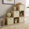 Jolof Store 6 Cube Step Bookcase – Oak Effect Wooden Display Unit