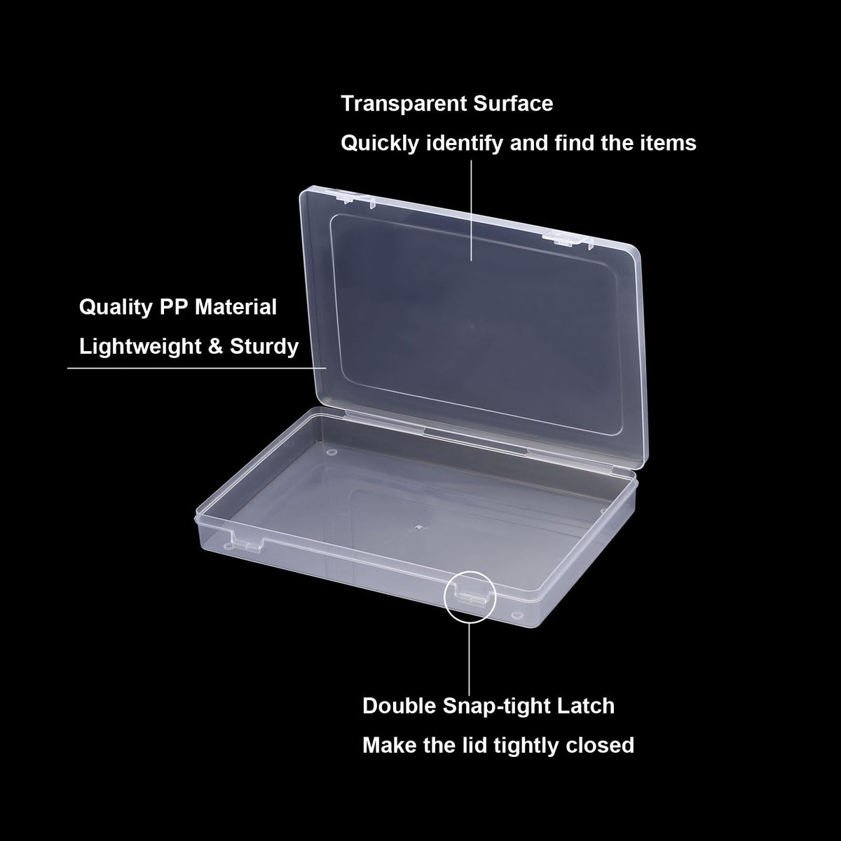 PATIKIL 9x6x1.2inch Clear Storage Box with Hinged Lid, 12Pack Plastic Stackable Rectangle Organizer Container for Beads Jewelry Small Items Art Craft - image 3