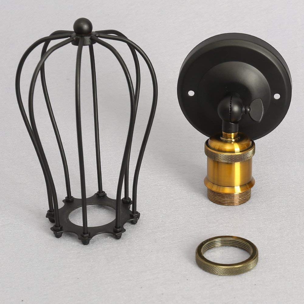 Chrasy Industrial Wall Sconce – Adjustable Metal Wire Cage Lamp, 2 Pack