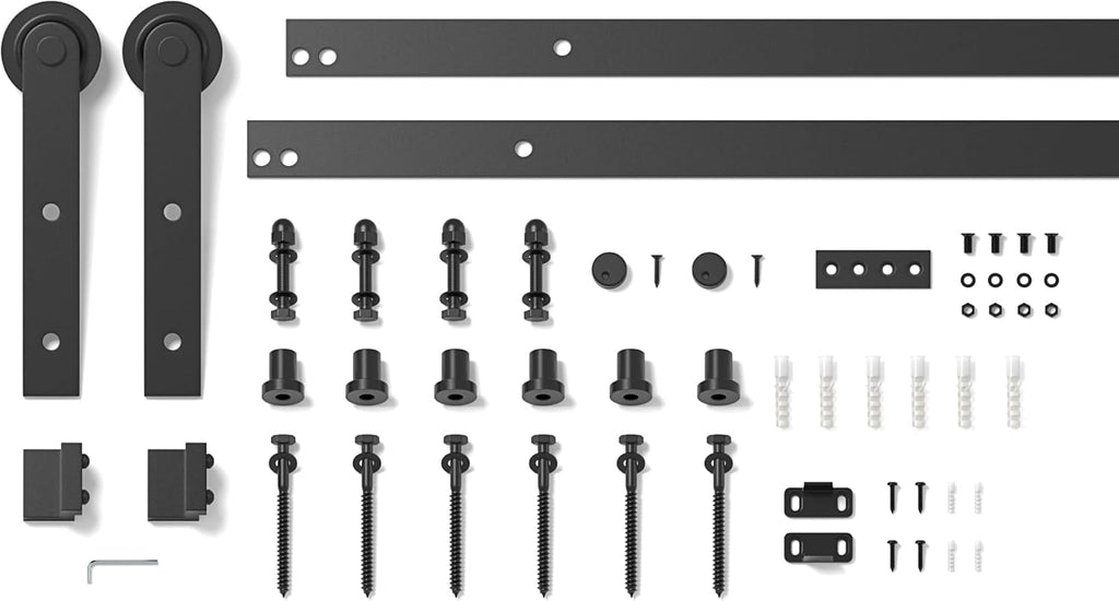 SANKEYTEW 7FT Sliding Barn Door Kit – Heavy Duty Anchor Track Black