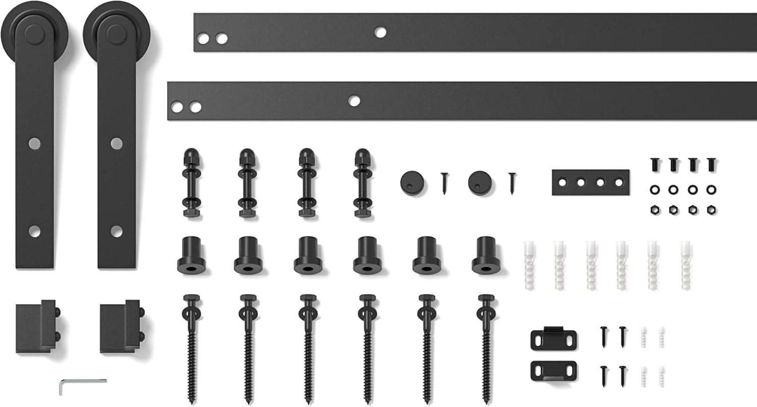 SANKEYTEW 7FT Sliding Barn Door Kit – Heavy Duty Anchor Track Black