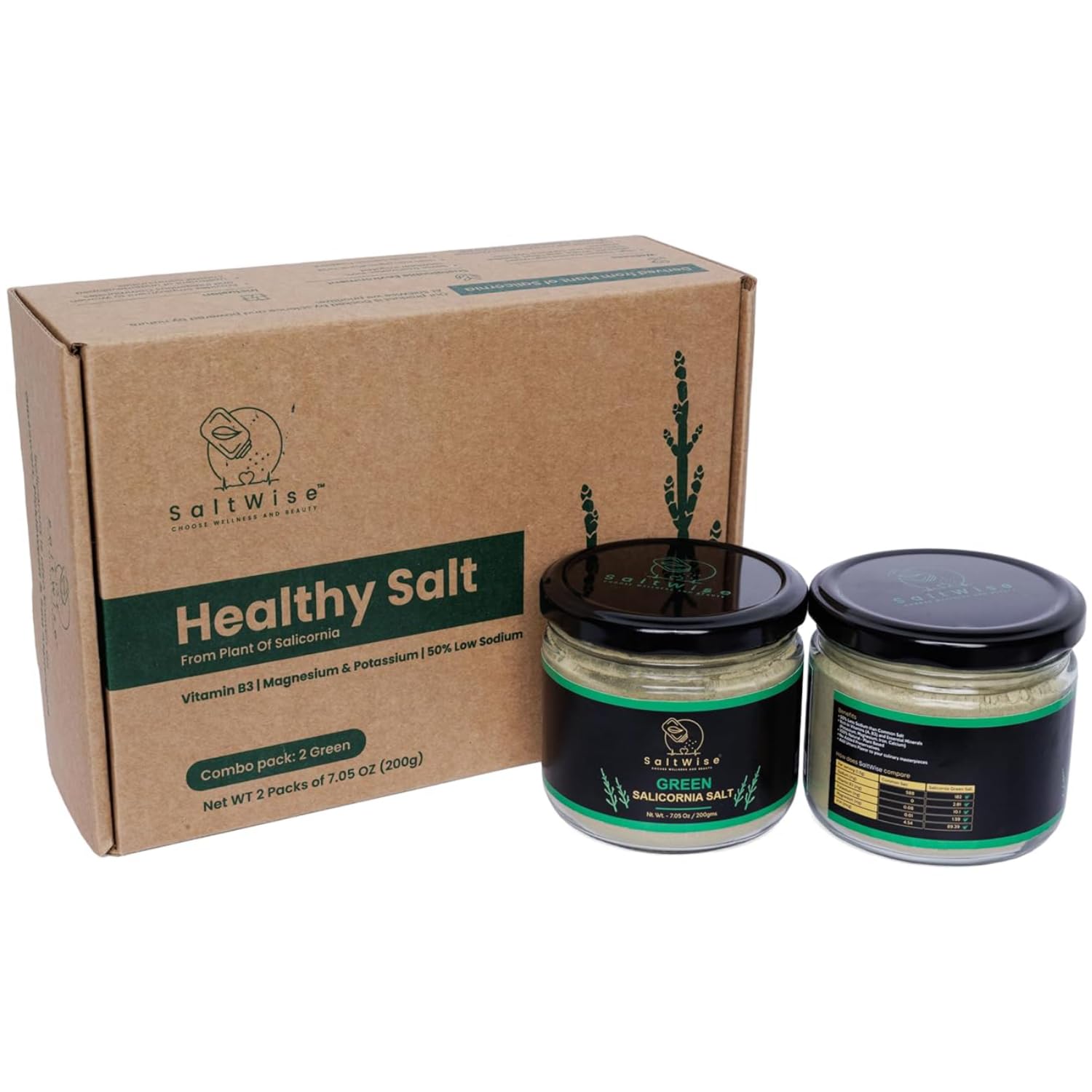 SaltWise Green Salt Substitute - 2-Pack Dehydrated Salicornia Sea Beans