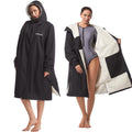 Hiturbo Waterproof Changing Robe – Fleece Lined Surf Poncho Coat in Black
