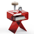 solaround Red Acrylic Side Table – Minimalist Nightstand, 39x30x45cm