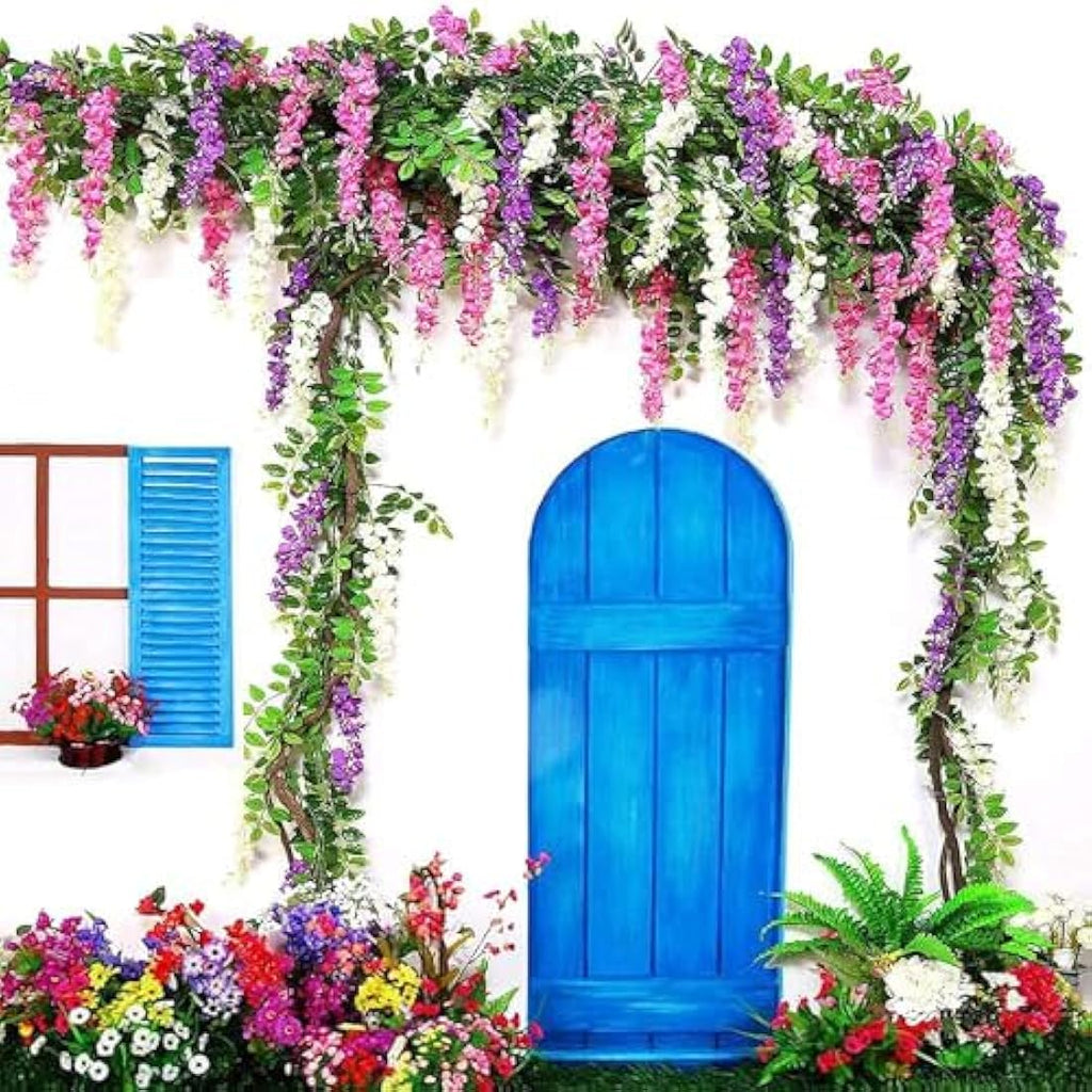 Jolof Store Artificial Wisteria Vine Hanging Garland - Silk Flowers, 12 Pack
