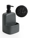 Autumnlife Ceramic Soap Dispenser with Sponge Holder – Dark Grey 600ml