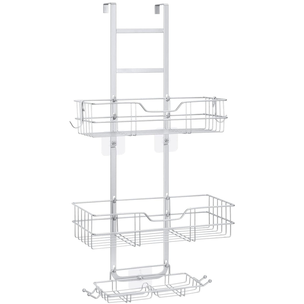 KANEODOT Shower Caddy Hanging, Over The Door Shower Storage, 2 Tier No Drilling Shower Shelf with Soap Holder for Bathroom Kitchen Silver Grey