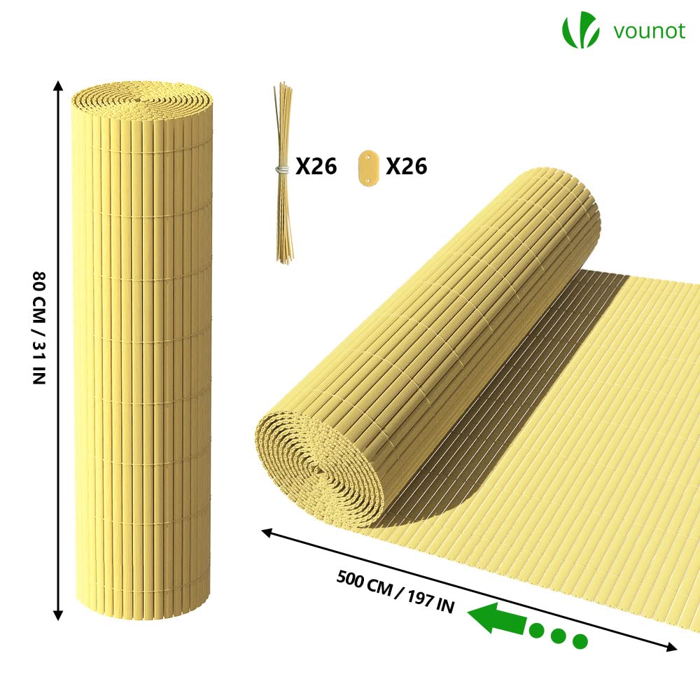 VOUNOT PVC Privacy Screening Fence – Double Reinforced Garden Screen, 80x500cm