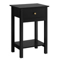 Yaheetech Black Bedside Table – Modern Nightstand with Drawer & Shelf