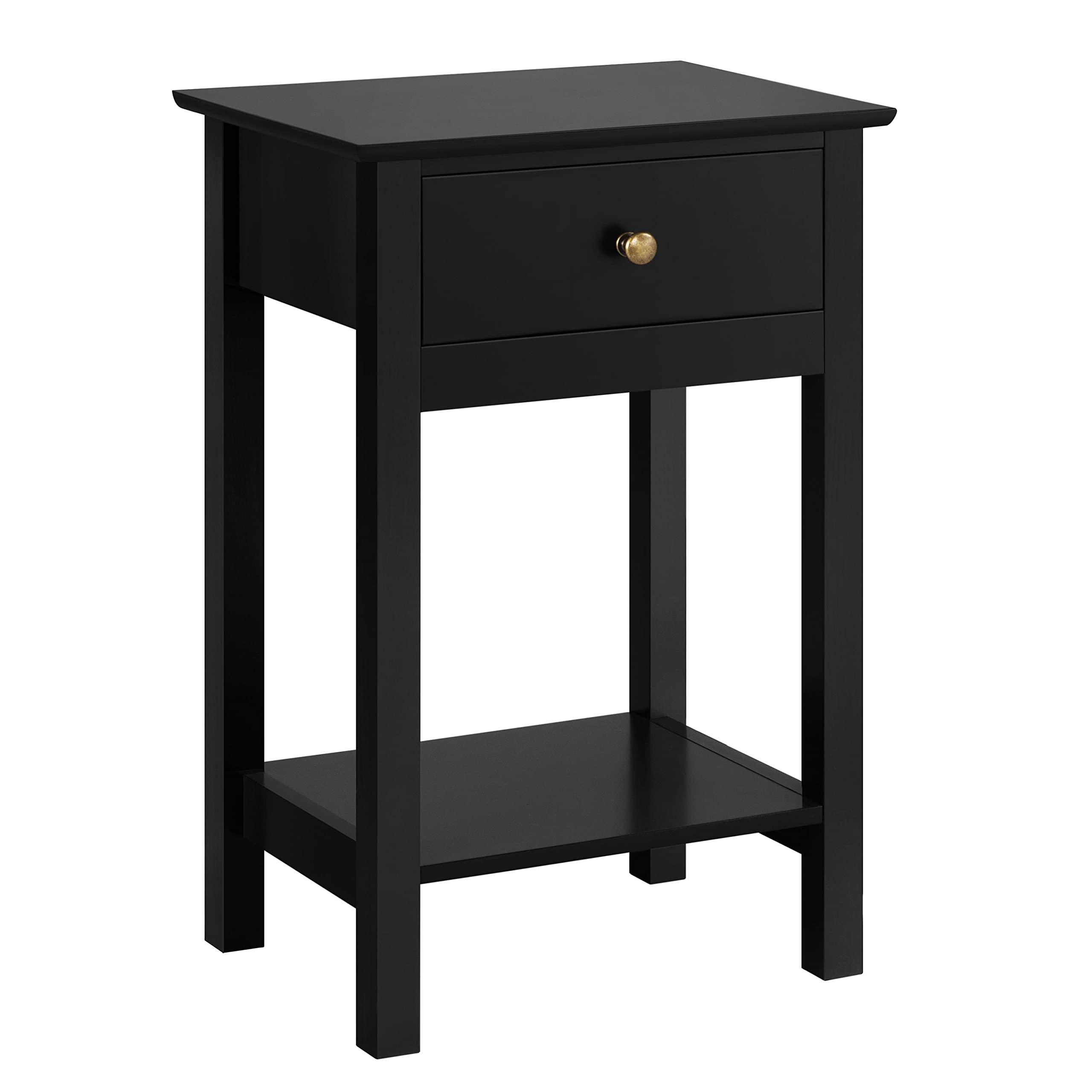 Yaheetech Black Bedside Table – Modern Nightstand with Drawer & Shelf