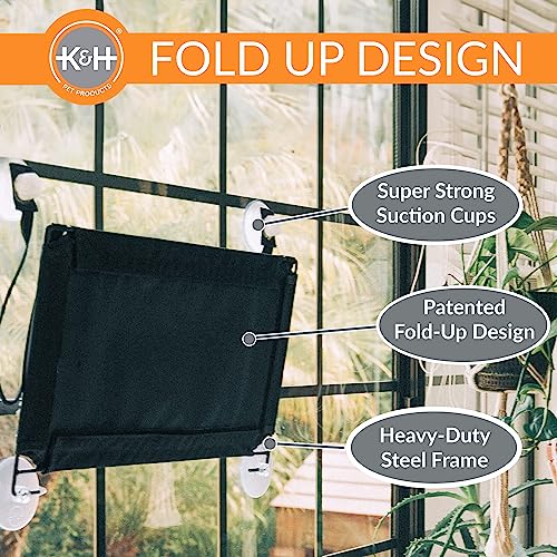 K&H EZ Mount Double Stack Cat Window Perch – 2 Level Suction Bed, Grey