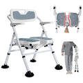 NJUN Foldable Shower Chair | Adjustable Aluminum Stool with Armrests