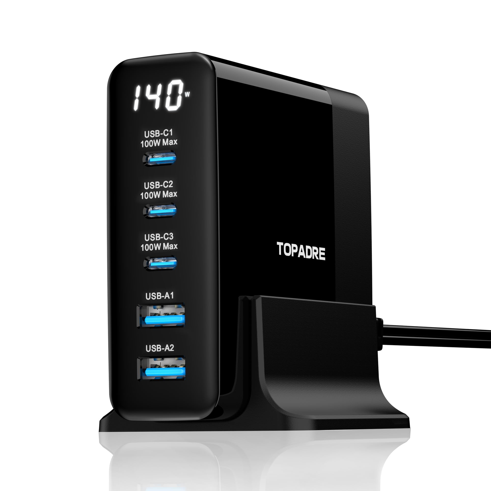 Jolof Store 140W GaN USB C Fast Charger – 5 Port PD Charging Station