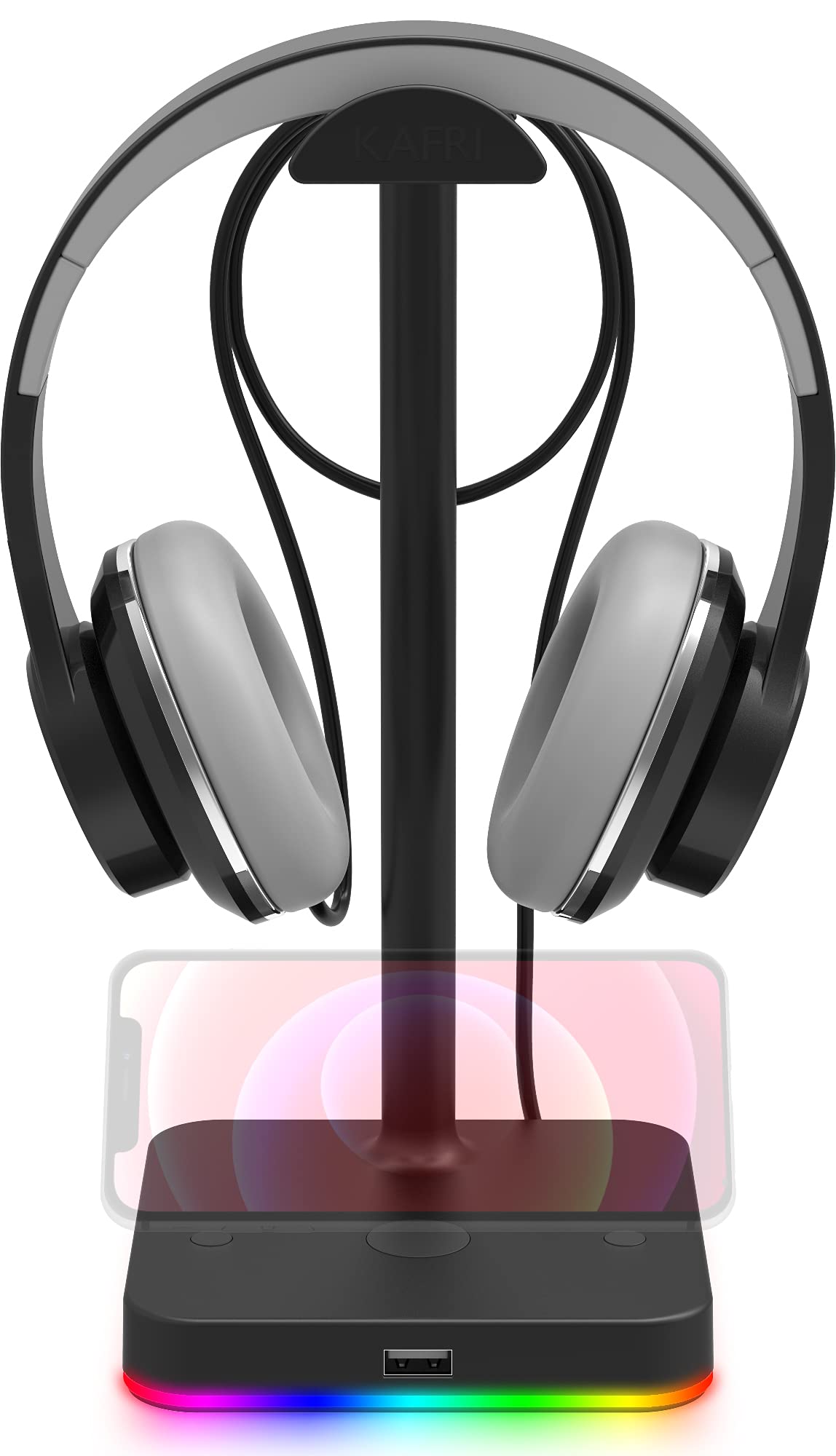 KAFRI RGB Headphone Stand with USB 2.0 Hub – Gaming Headset Holder