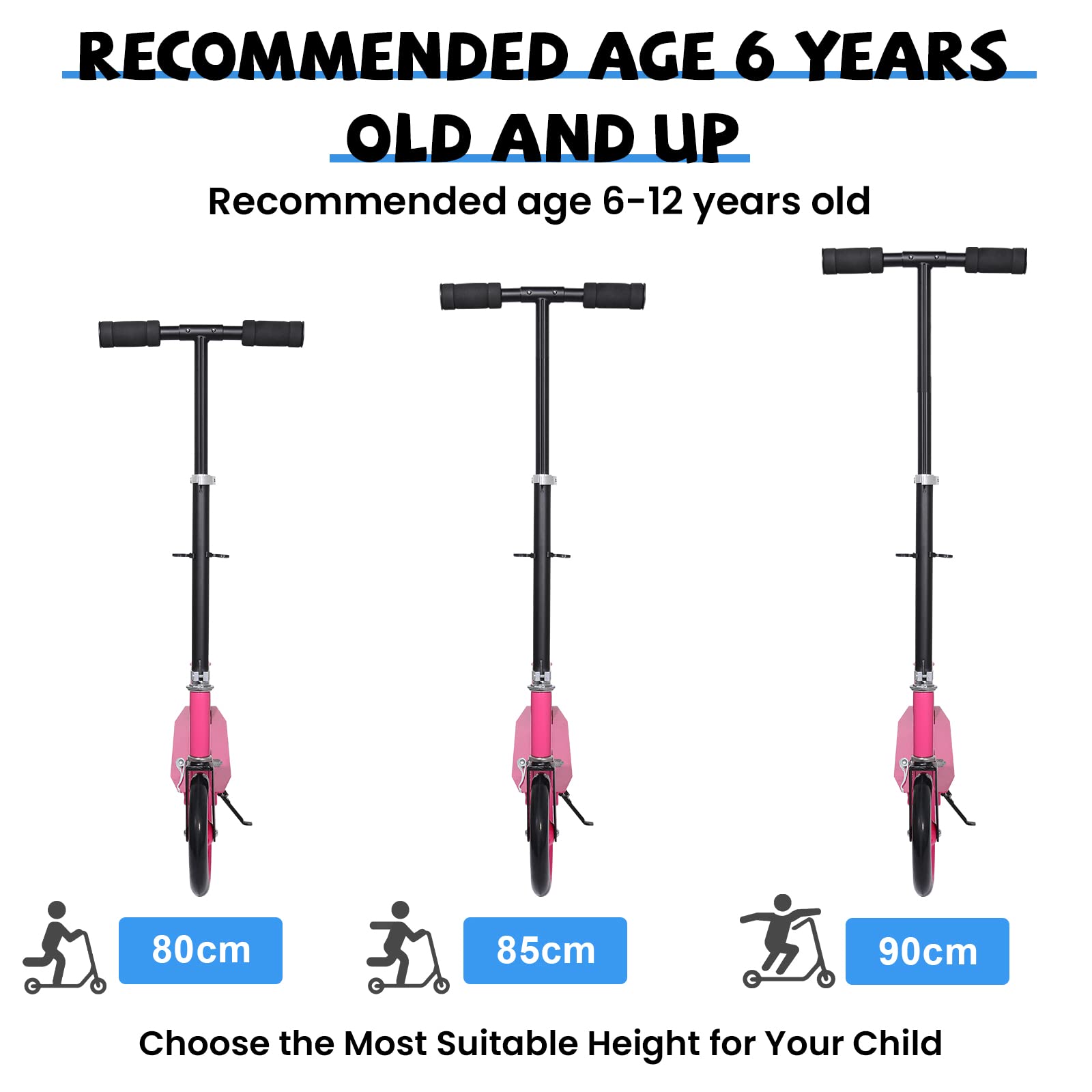 EVOLAND Foldable Kick Scooter – Adjustable 2-Wheel Scooter for Kids & Teens