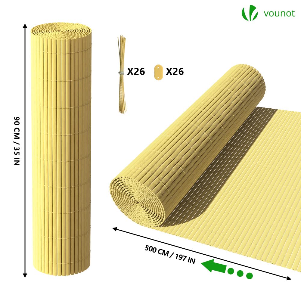VOUNOT PVC Privacy Screening Fence 90x500cm – Reinforced Garden Wind Screen