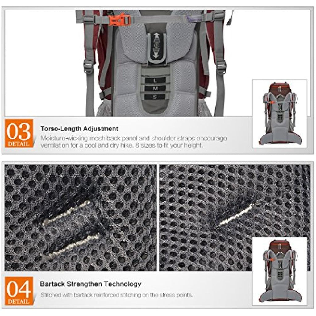 Mountaintop 70L Hiking Backpack – Internal Frame Water-Resistant Rucksack