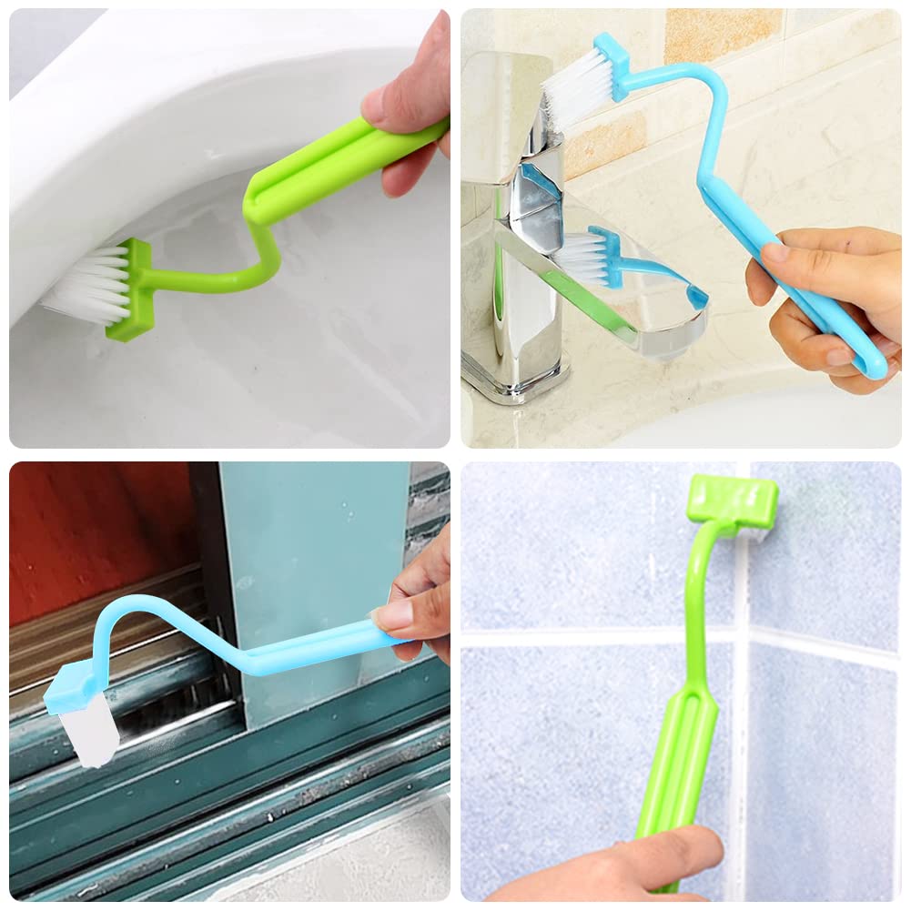 EQLEF Curved Plastic Toilet Brush Cleaning Toilet Corner Rim 3 Pcs