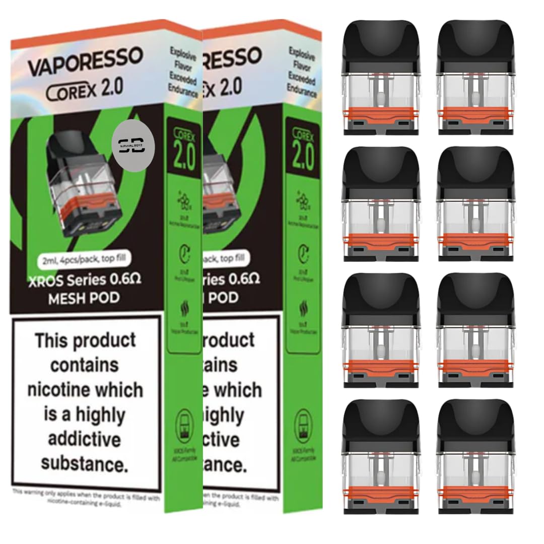 Vaporesso Xros Replacement Pods – 0.6 Ohm Mesh Coils (8 Pack Bundle)