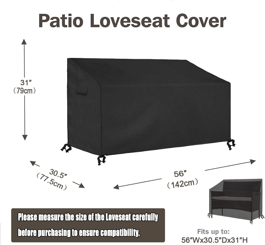 SIRUITON 4-Piece Patio Furniture Cover Set | 420D Waterproof Oxford - Black