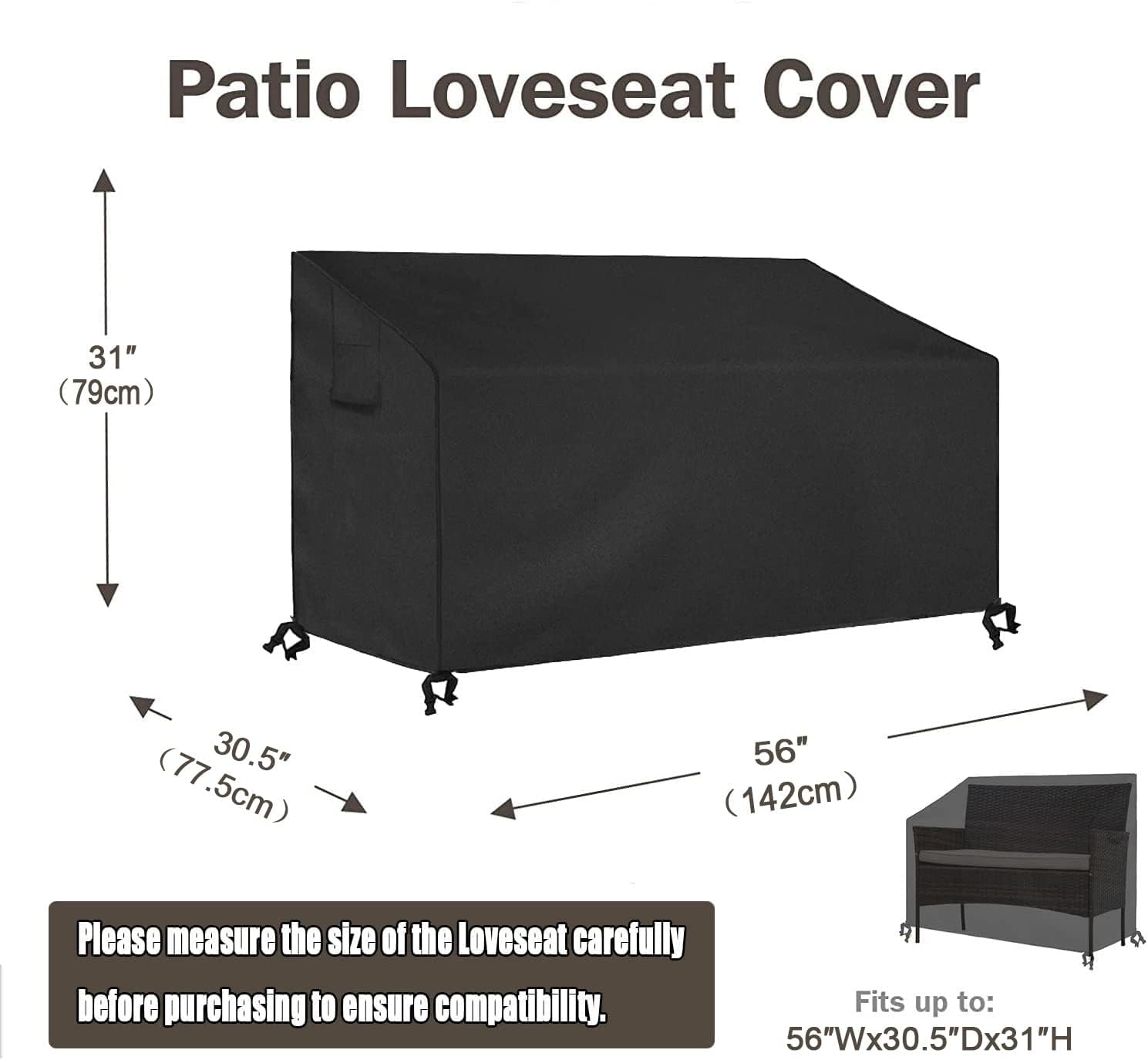 SIRUITON 4-Piece Patio Furniture Cover Set | 420D Waterproof Oxford - Black
