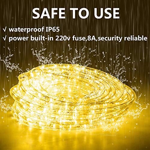 Jolof Store 52.5ft Warm White LED Rope Lights – Waterproof & Connectable