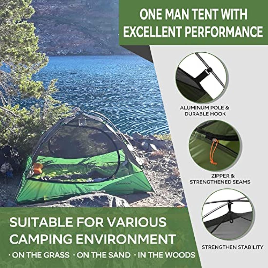 Clostnature 1 Person Backpacking Tent – Waterproof Lightweight 3 Season