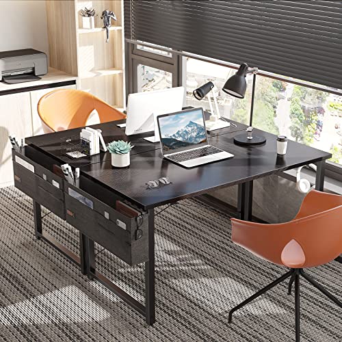 ODK Computer Writing Desk | Home Office PC Table with Storage - Black