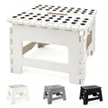 MASS DYNAMIC 9 Inch Folding Step Stool, Portable Plastic Footstool with Carry Handle, Non-Slip Top, Compact Collapsible Seat for Kitchen, Bathroom