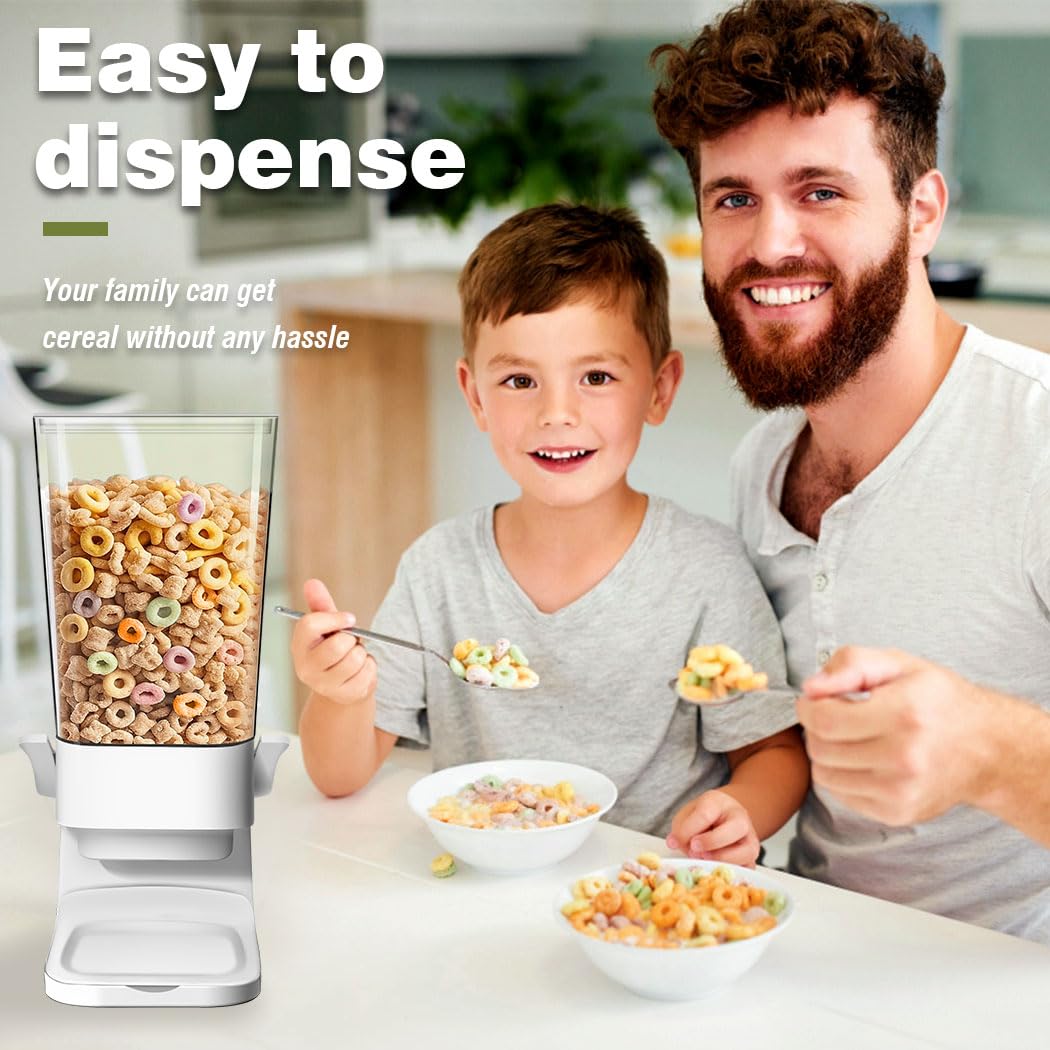 Lekesky Cereal Dispenser Countertop 2-Pack - Dry Food Storage (White)