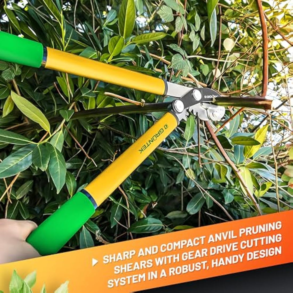 Grüntek Grizzly Anvil Pruning Loppers – 470mm Gear Drive Garden Shears