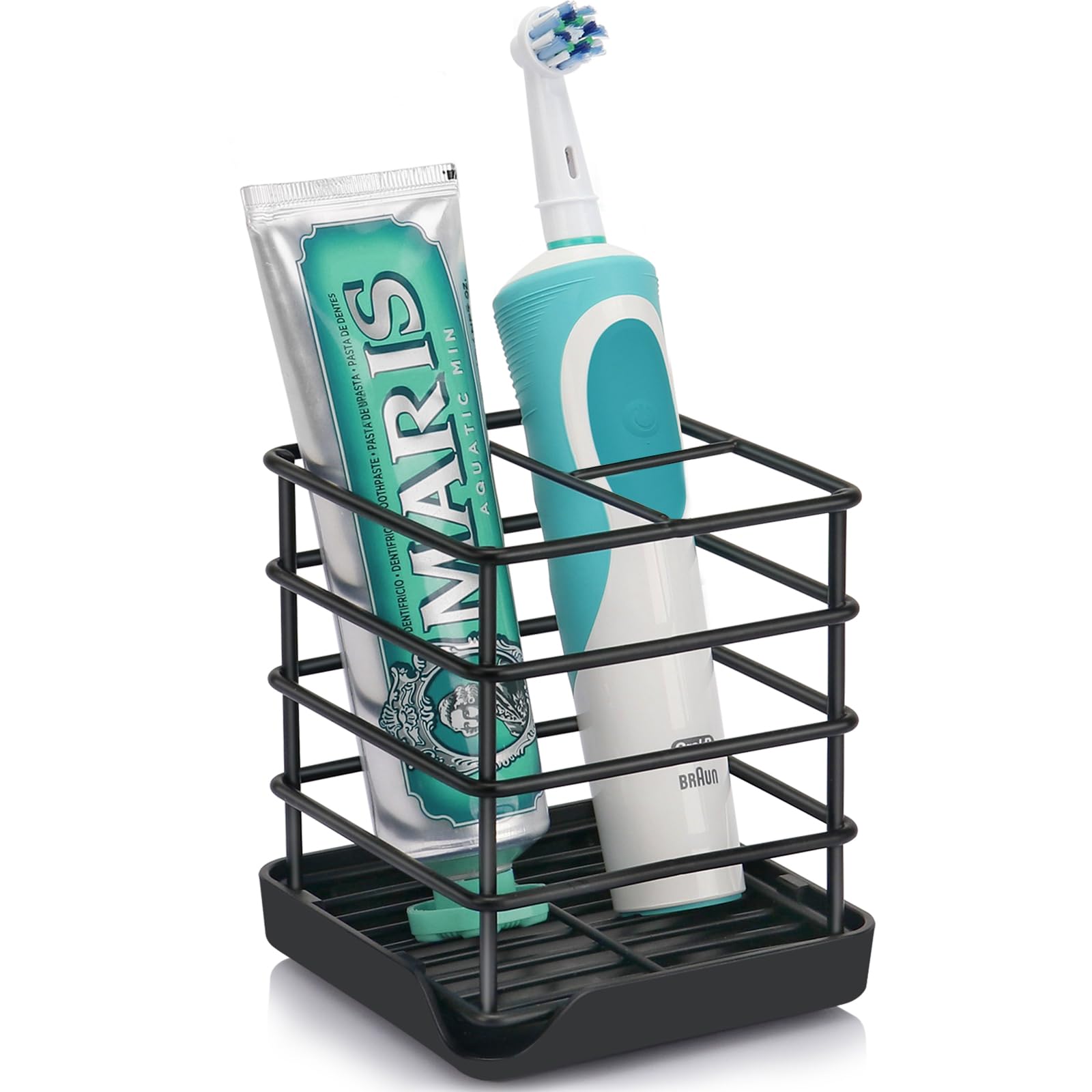 CHONLY Stainless Steel Toothbrush Holder – 3-Slot Black Bathroom Organizer