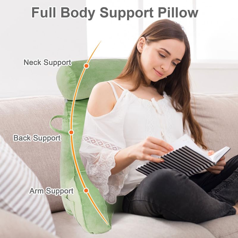 Mingfuxin Reading Pillow | Velvet Bed Backrest with Neck and Arm Support