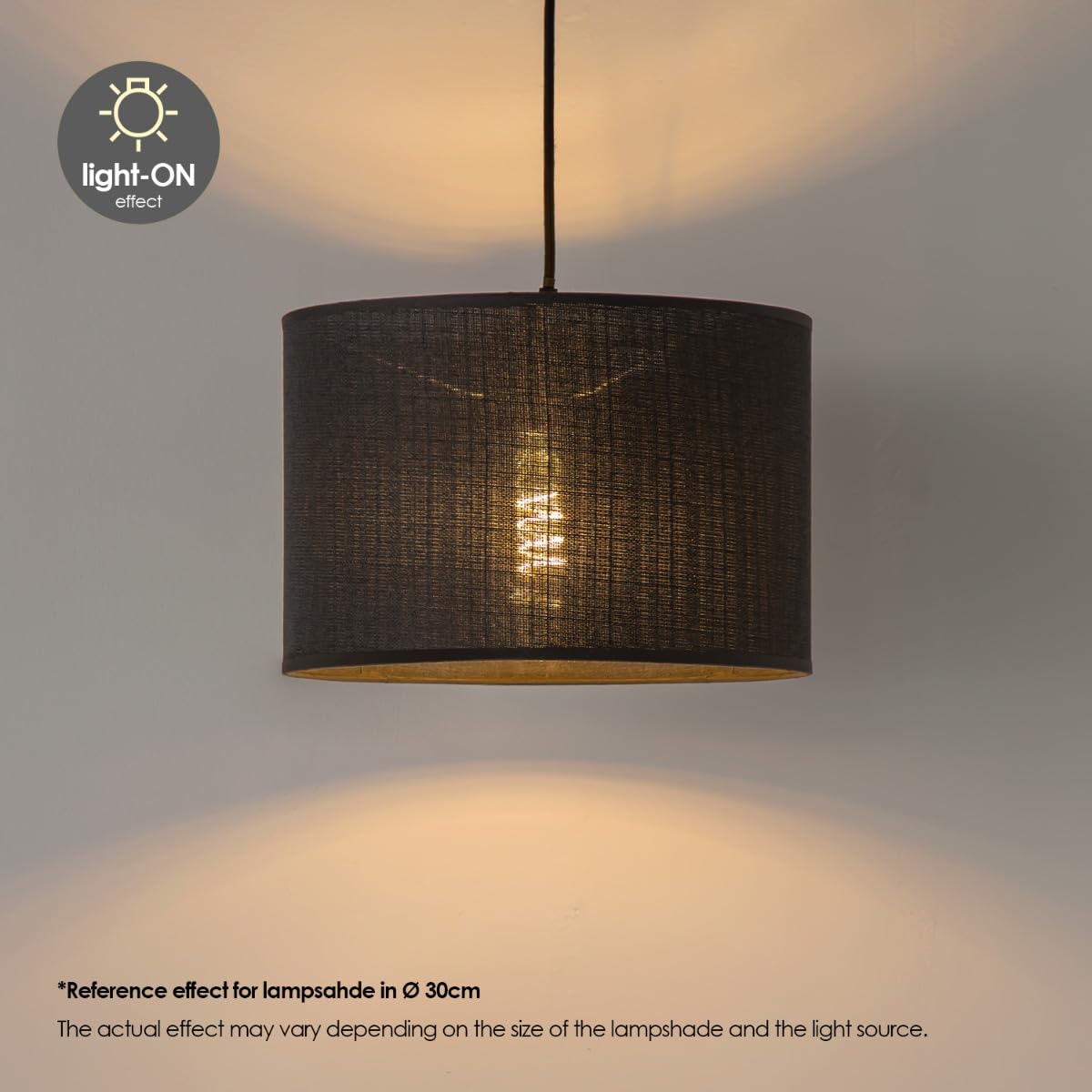 Home Sweet Home Dark Grey Cotton Drum Lampshade | 40cm Cylinder E27