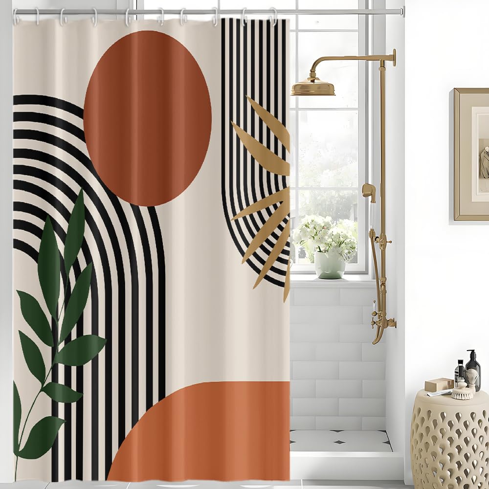 Abstract Boho Shower Curtain | Waterproof Terracotta Polyester