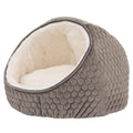 TRIXIE Livia Pet Cave - Plush Velvet Cat & Dog Bed, Taupe/Cream