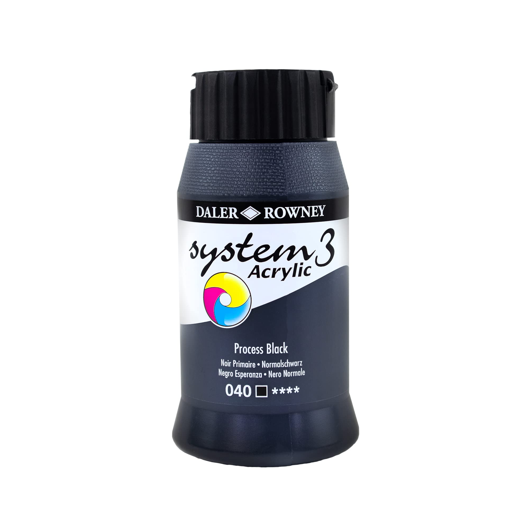 Daler-Rowney System3 Acrylic Paint – Process Black, 500ml Pot