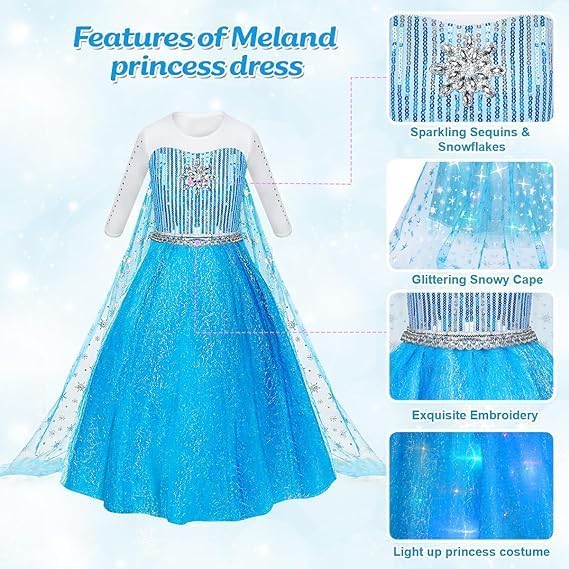 Princess Dress Up Costume for Girls - Kids Fancy Dress