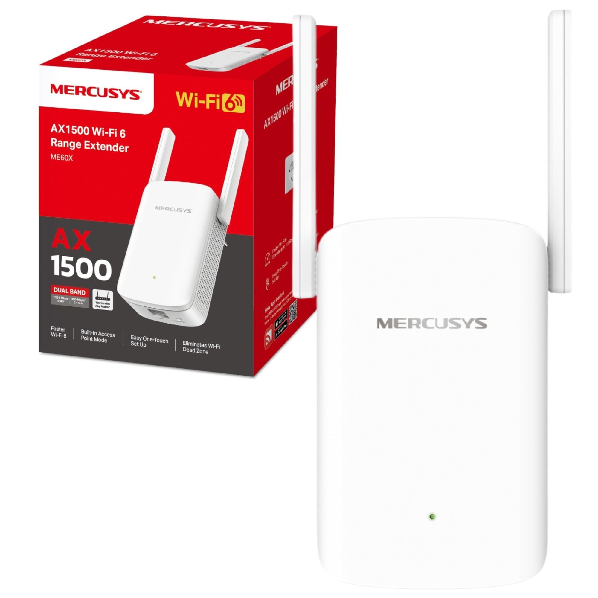 MERCUSYS ME60X WiFi 6 AX1500 Range Extender | Gigabit Ethernet Port