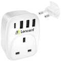 LENCENT UK to Italy & Europe Travel Adapter with 3 USB & 1 USB-C
