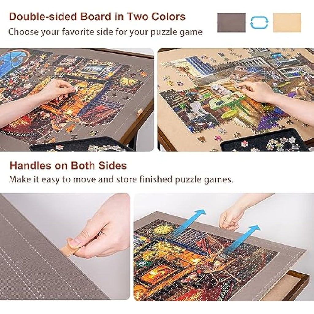 Lavievert 1500pc Jigsaw Puzzle Table | Tilting Wooden Board with Wheels