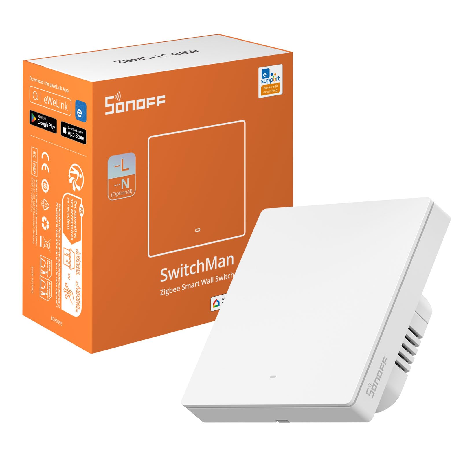 SONOFF ZBM5 Zigbee Smart Light Switch | No Neutral Required | 1 Gang
