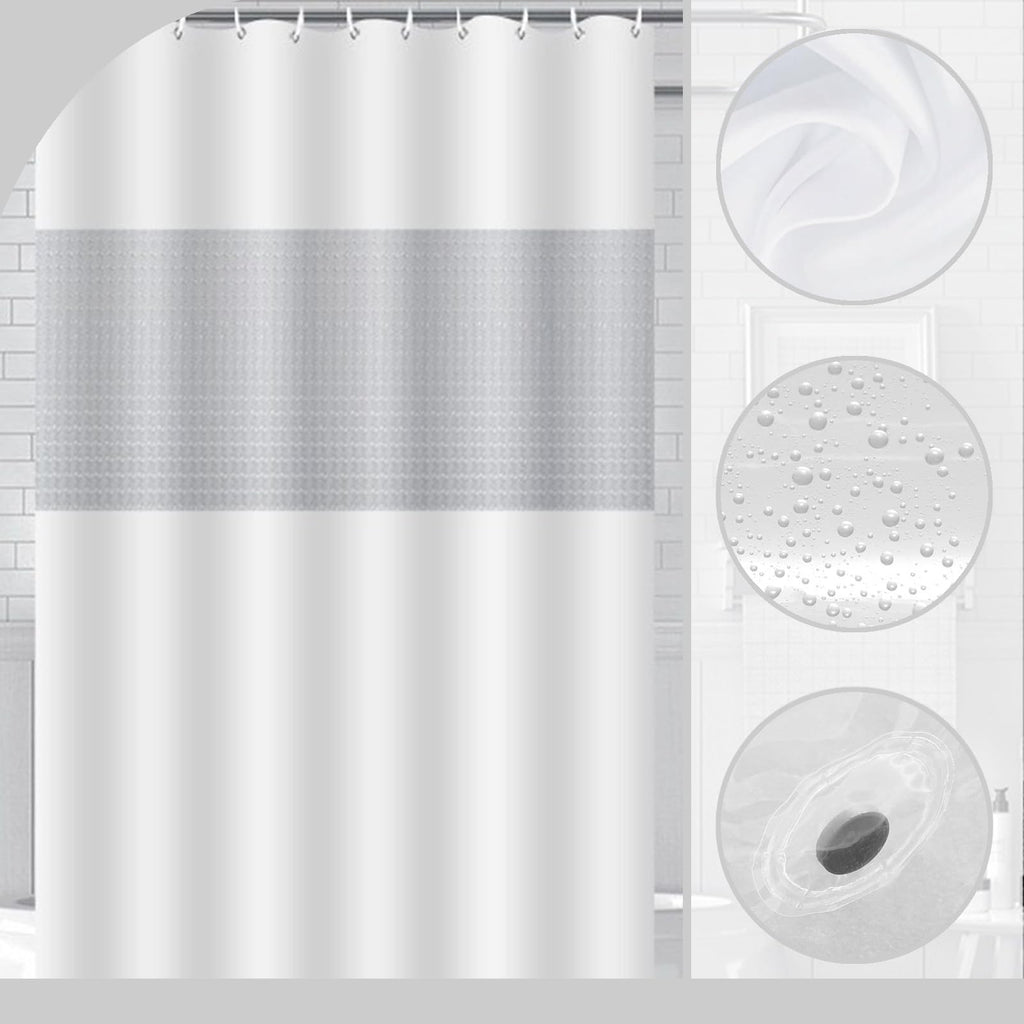 ECO Mould Proof Shower Curtain 180x180cm, Solid Grey-Blue PEVA Waterproof Heavy Duty With 3 Magnets, 12 Plastic Hooks - image 3